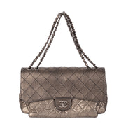 koop jou tweedehands Chanel Bronze Metallic Quilted Leather Flap Bag veilig online