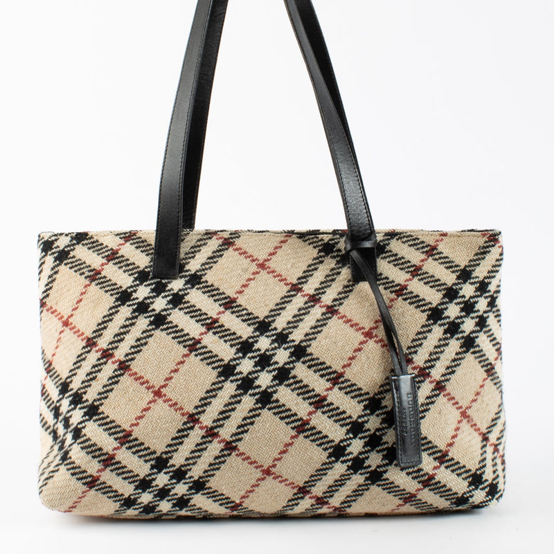 Authentic Second Hand Burberry Wool Nova Check Bag on Labellov.com
