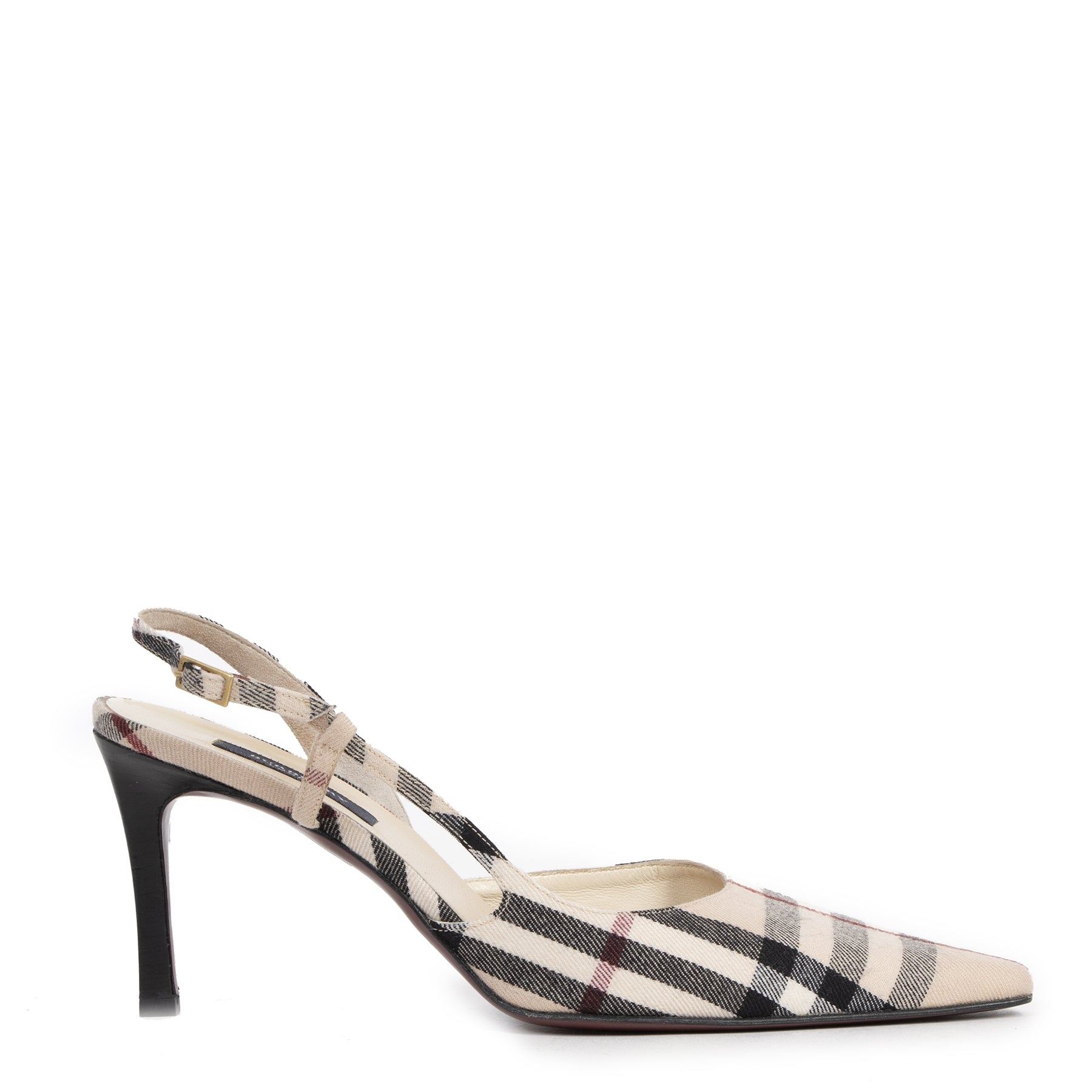 Authentieke Tweedehands Burberry Nova Check Slingback Pumps - Size 39,5 juiste prijs veilig online shoppen luxe merken webshop winkelen Antwerpen België mode fashion