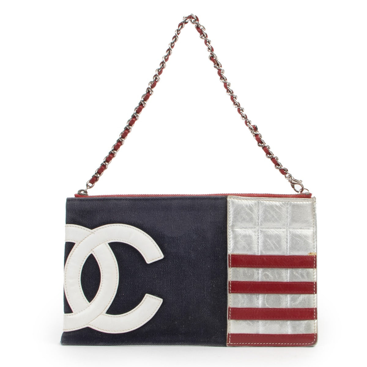 shop authentic vintage designer Chanel CC No.5 Foil Chain Shopping Tote Bag With Pochette at Labellov