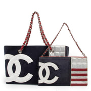 shop authentic vintage designer Chanel CC No.5 Foil Chain Shopping Tote Bag With Pochette at Labellov