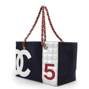 shop authentic vintage designer Chanel CC No.5 Foil Chain Shopping Tote Bag With Pochette at Labellov