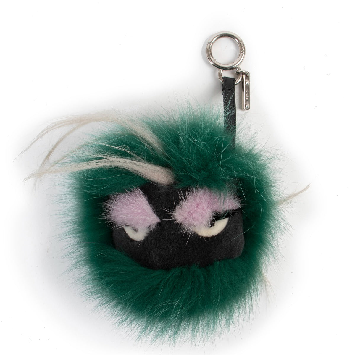 Fendi Fox Mink Rabbit Fur Minty Monster Bag Bug Charm Green Multicolor Buy this gorgeous piece here safely!