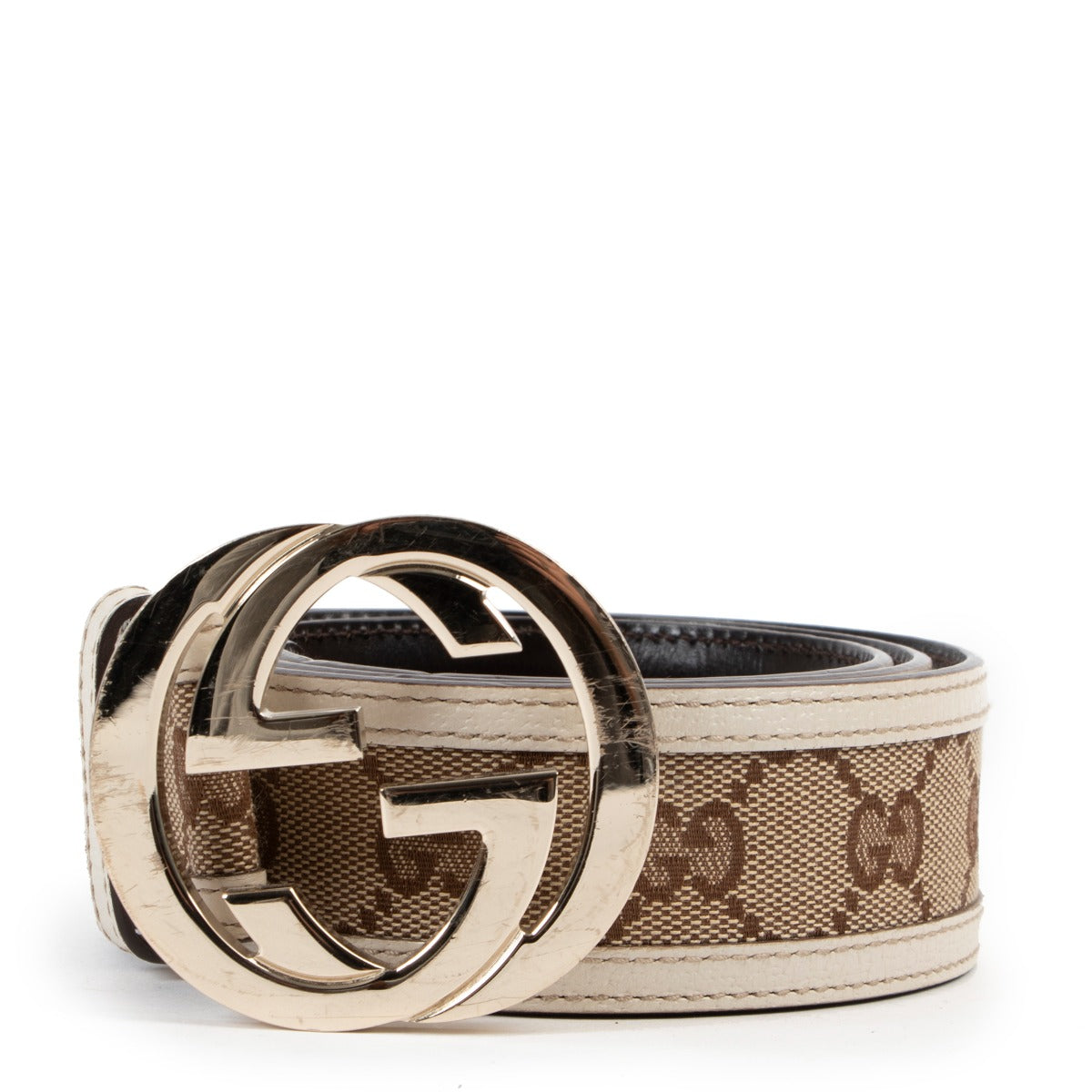 Buy an authentic second hand Gucci Monogram Beige Belt Size 90 at Labellov