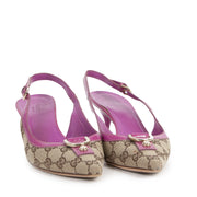 Authentic secondhand Gucci Monogram Pink Kitten Heels - Size 38 best price designer high heels shoes luxury vintage webshop fashion safe secure online shopping worldwide shipping