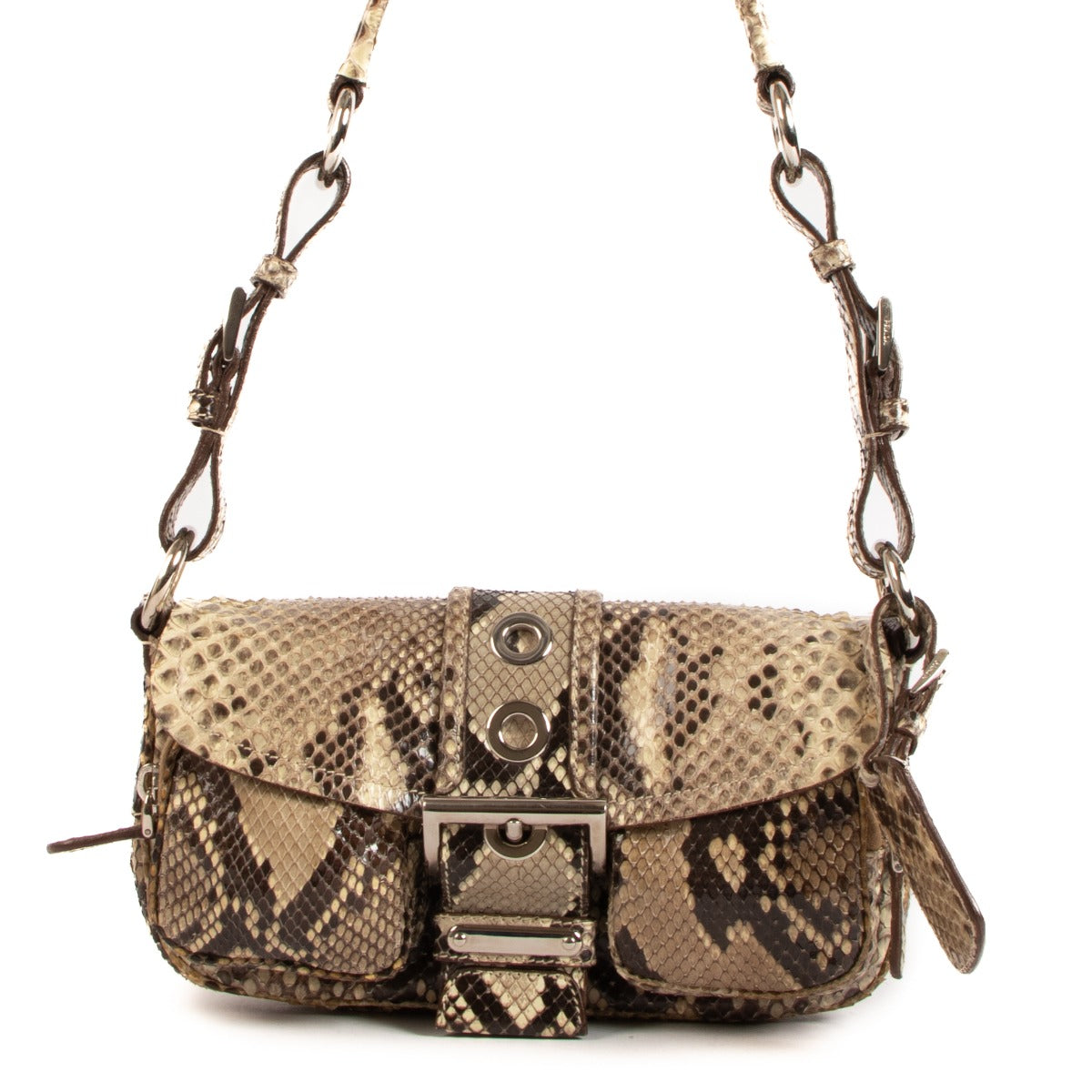 Prada Python Buckle Flap Shoulder Bag