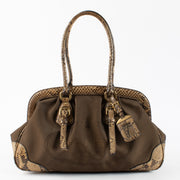 Authentic Second Hand Prada Snakeskin Trim Top Handle Bag on Labellov.com