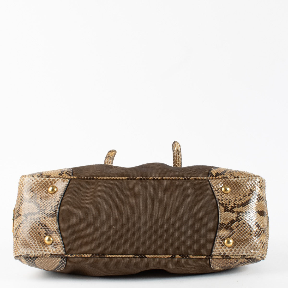 Authentic Second Hand Prada Snakeskin Trim Top Handle Bag on Labellov.com