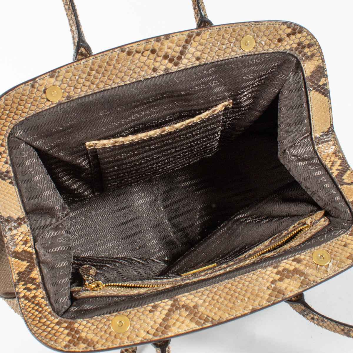Authentic Second Hand Prada Snakeskin Trim Top Handle Bag on Labellov.com