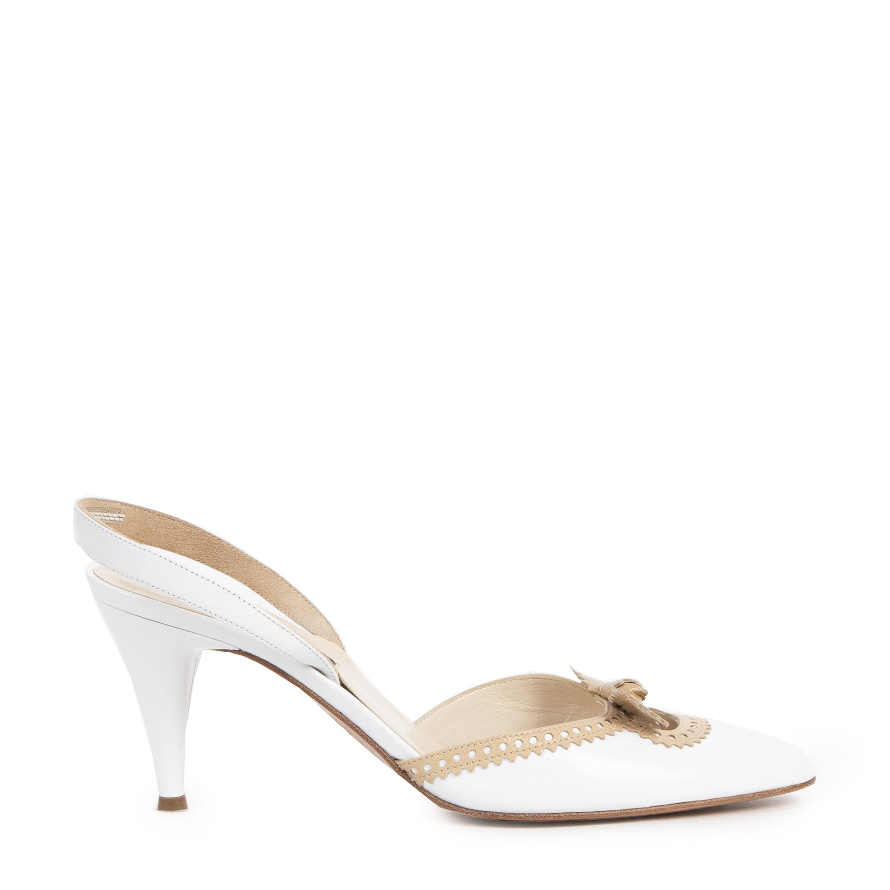 Authentieke Tweedehands Sergio Rossi White Slingback Heels - Size 38,5 juiste prijs veilig online shoppen luxe merken webshop winkelen Antwerpen België mode fashion
