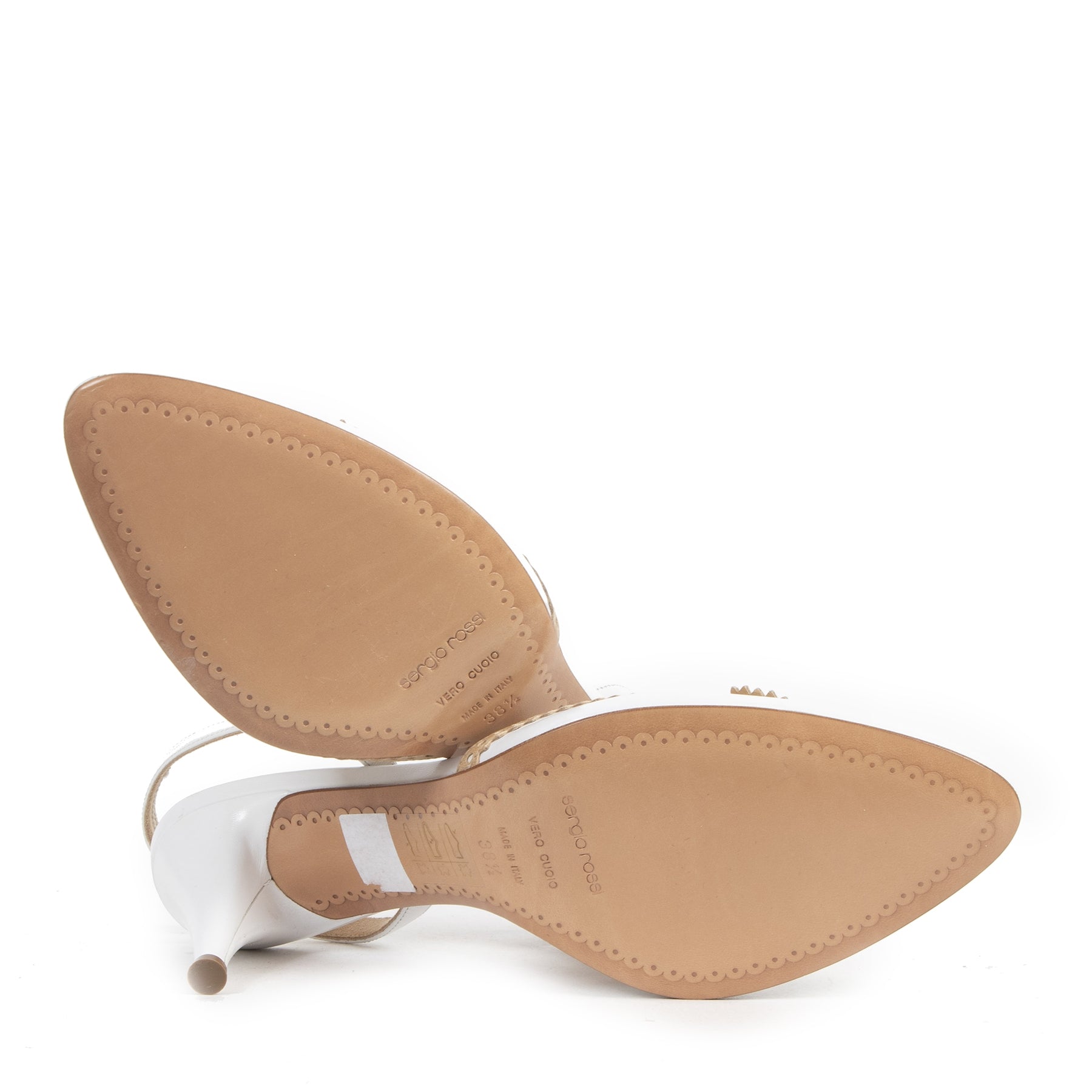 Authentic secondhand Sergio Rossi White Slingback Heels - Size 38,5 designer shoes high heels slingback pumps best price luxury vintage webshop fashion best price safe secure online shopping