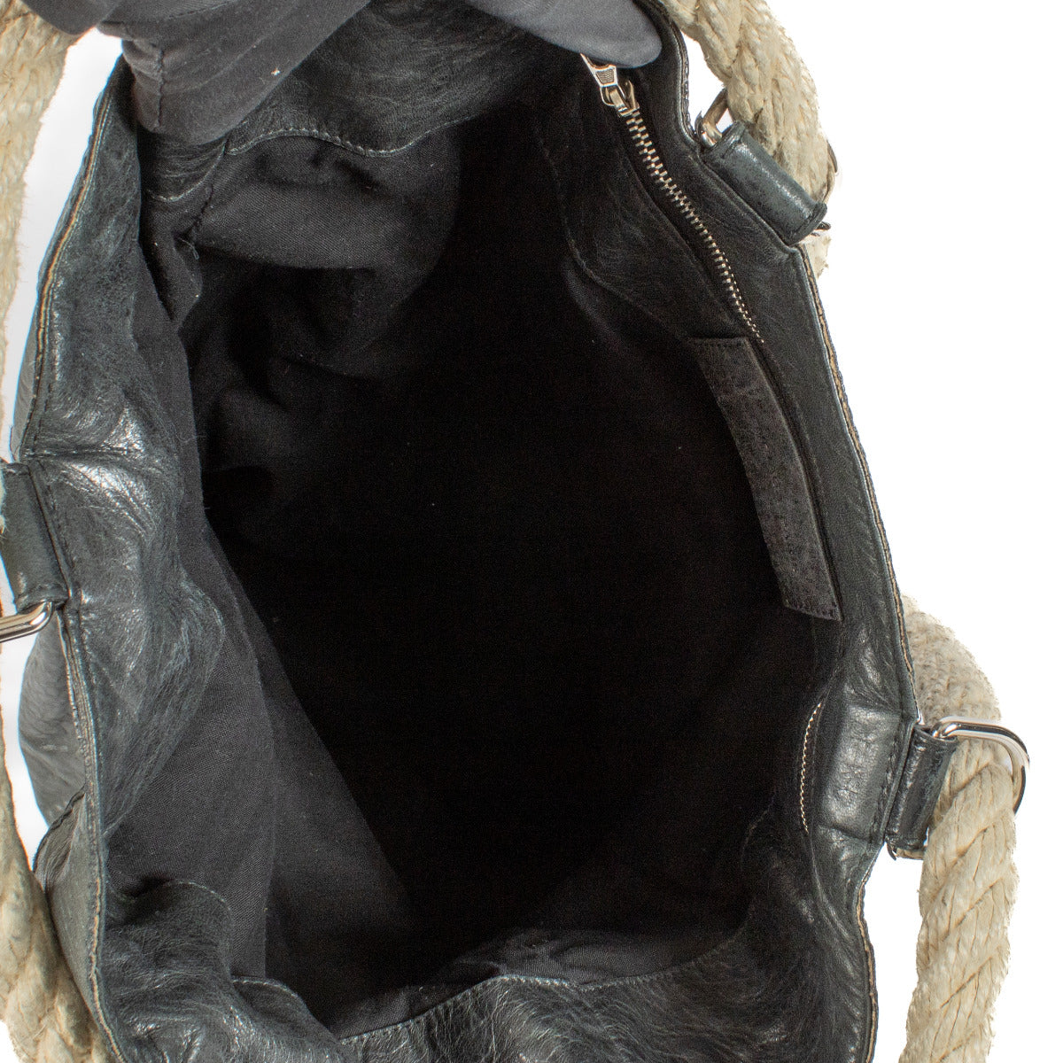 Balenciaga Zwarte Leren Motocross Rope Bucket Rugzak