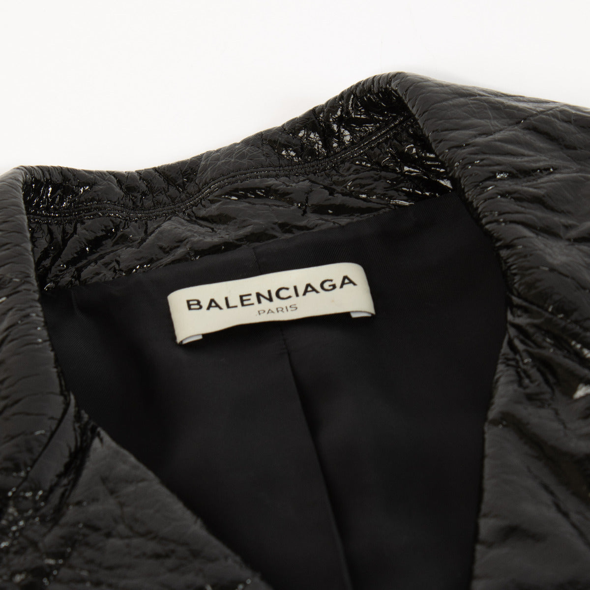 Blouson de motard Balenciaga en cuir verni noir