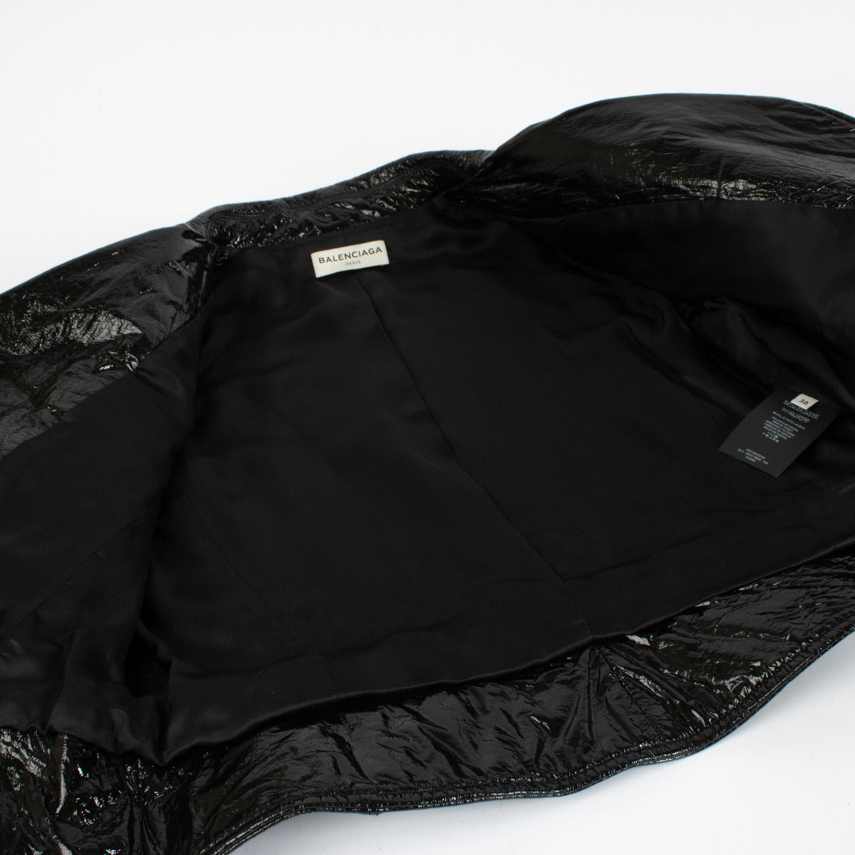 Blouson de motard Balenciaga en cuir verni noir