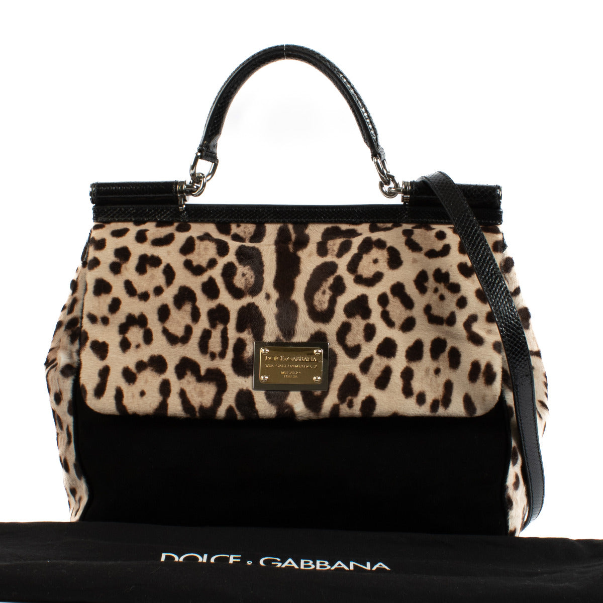 Dolce & Gabbana Leopard & Zwart Grote Sicily Tas