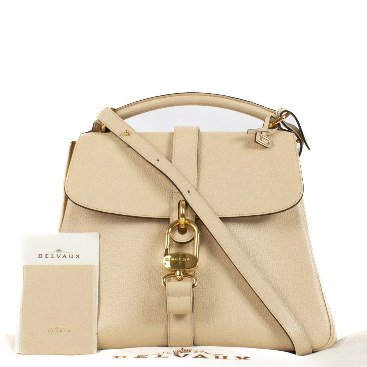 Shop 100% authentic Delvaux Leather Cream Gin Fizz Crossbody at Labellov.com.