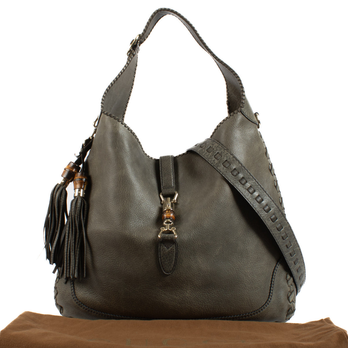 Gucci Olijfgroene Grote New Jackie Tas