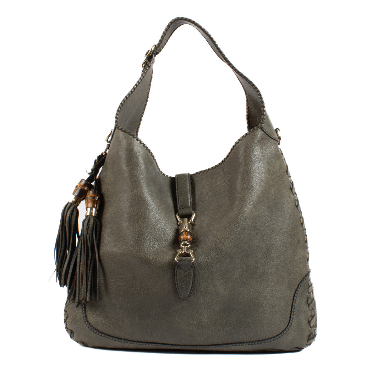 Gucci Olive Green Large New Jackie Bag for the best price at Labellov secondhand luxury in Antwerp and Knokke. Buy and sell your preloved and brand new designer bags for the best price.