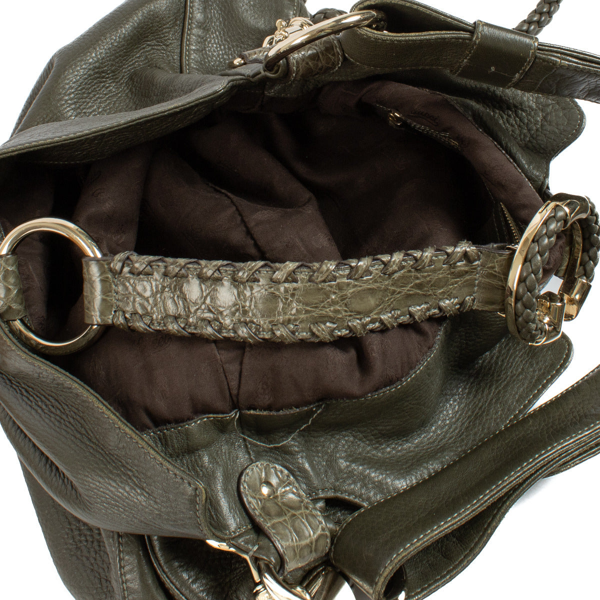 Gucci Olijfgroene Hobo tas met Alligator Afwerking