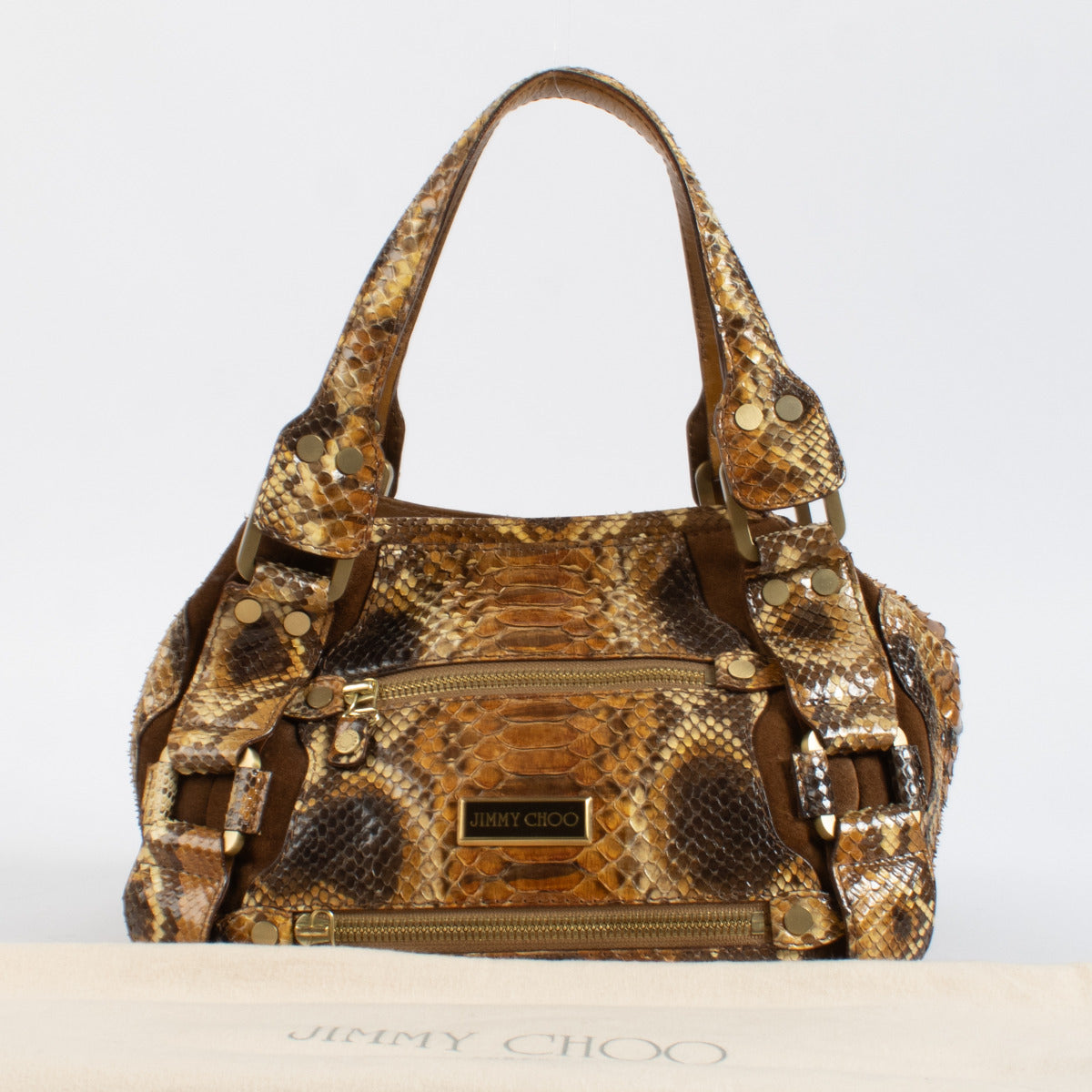 Jimmy Choo Python Bruine Schoudertas