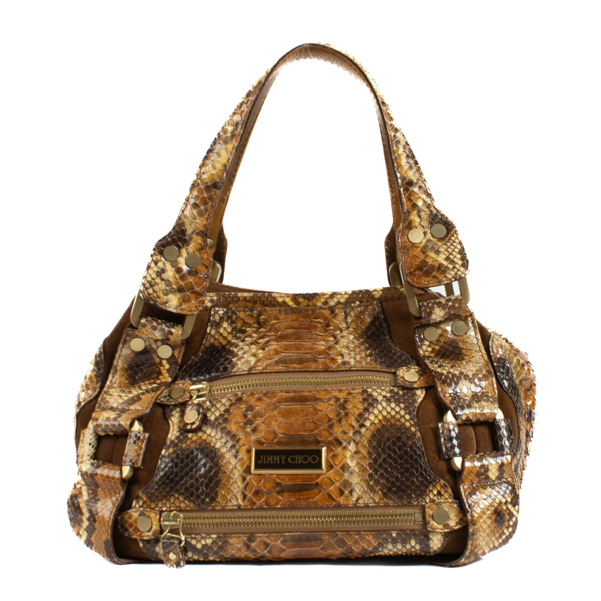 Jimmy Choo Python Bruine Schoudertas