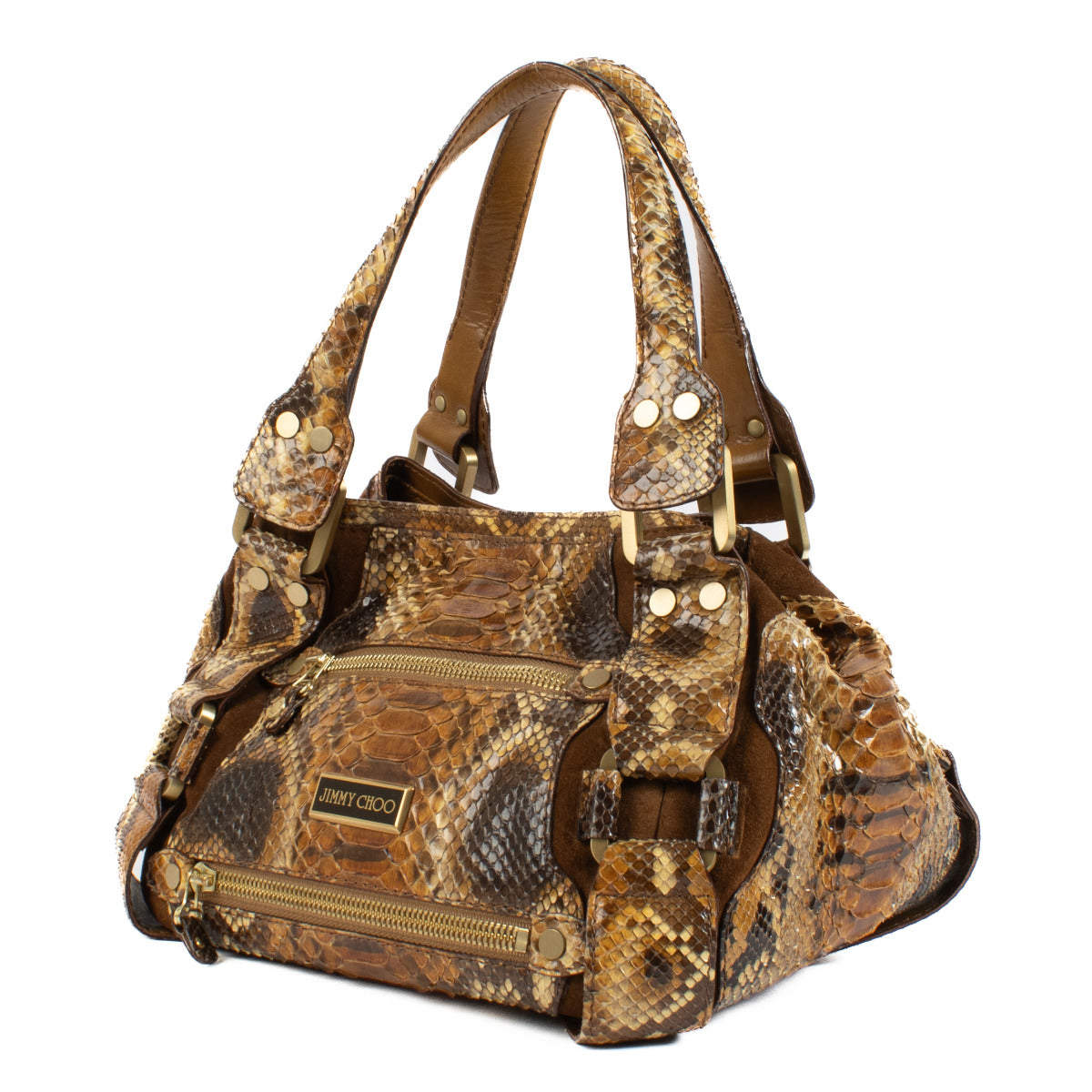 Jimmy Choo Python Bruine Schoudertas