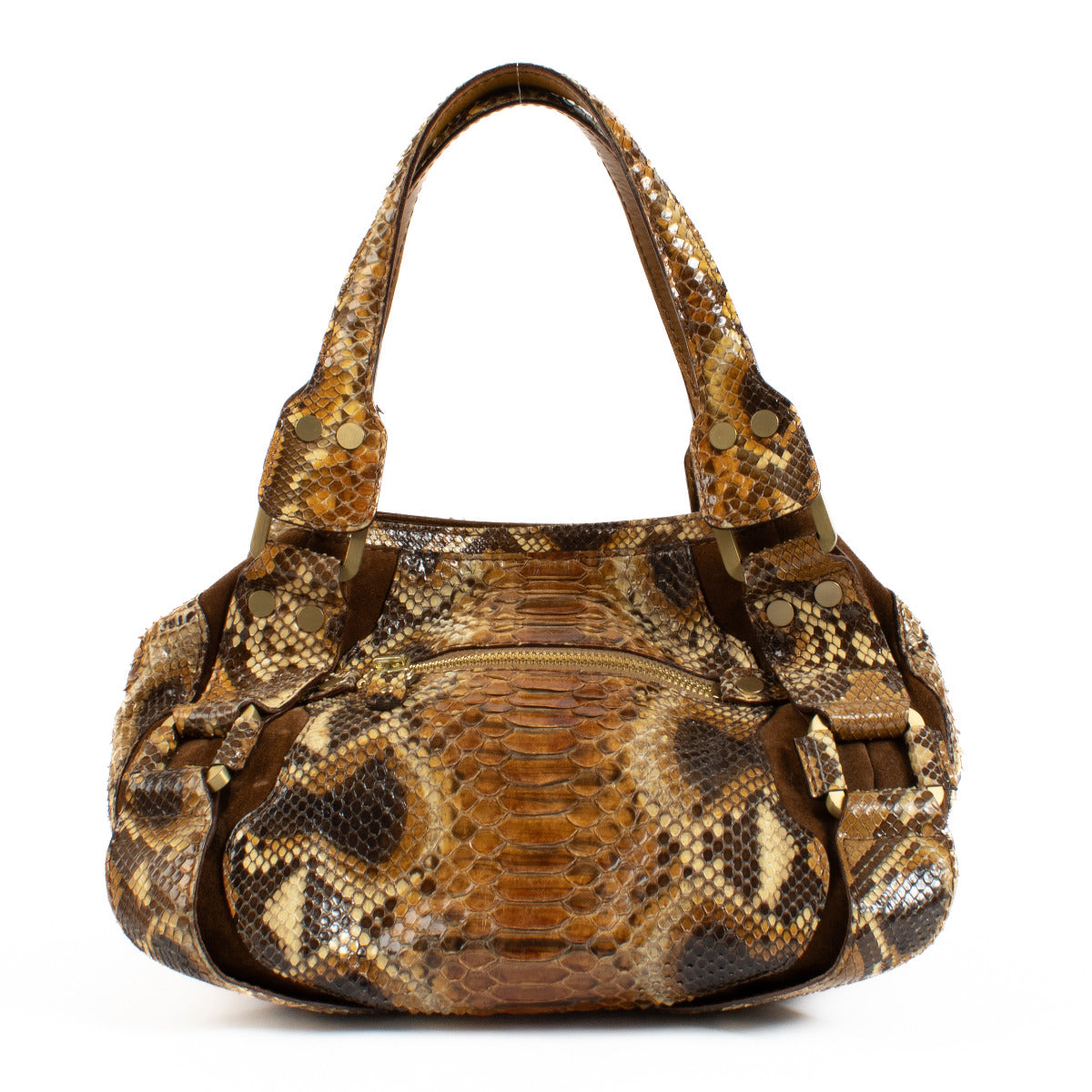 Jimmy Choo Python Bruine Schoudertas