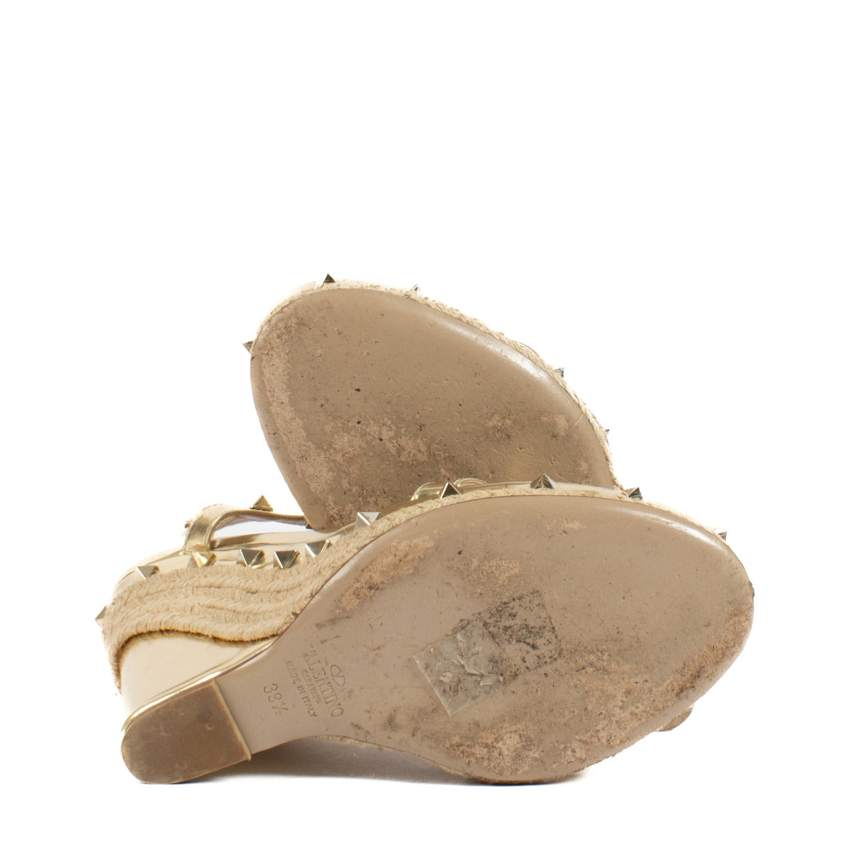 Sandales compensées Rockstud dorées Valentino Garavani - taille 39.5