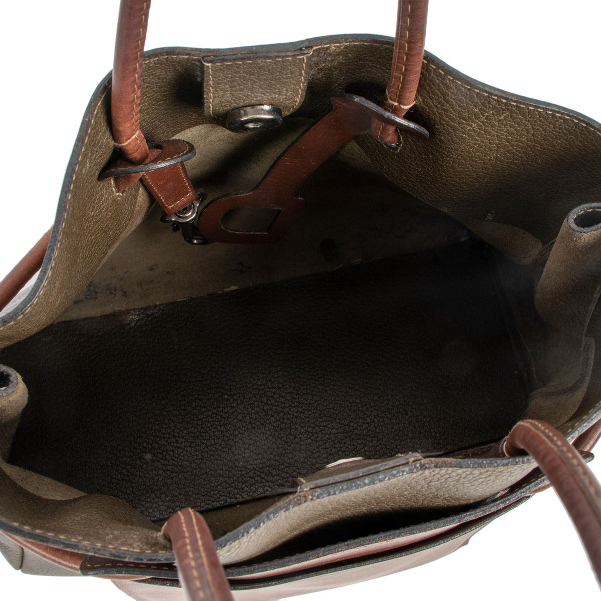 Deux De Delvaux Green Frégate Leather Small Tote Bag