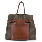 Deux De Delvaux Green Frégate Leather Small Tote Bag