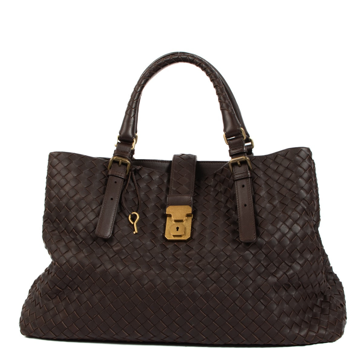 Buy an authentic Bottega Veneta Brown Leather Roma Top Handle on Labellov.com