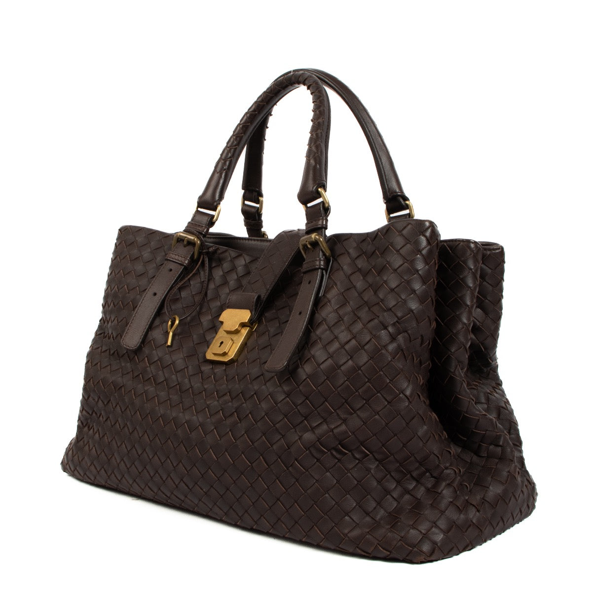 Buy an authentic Bottega Veneta Brown Leather Roma Top Handle on Labellov.com