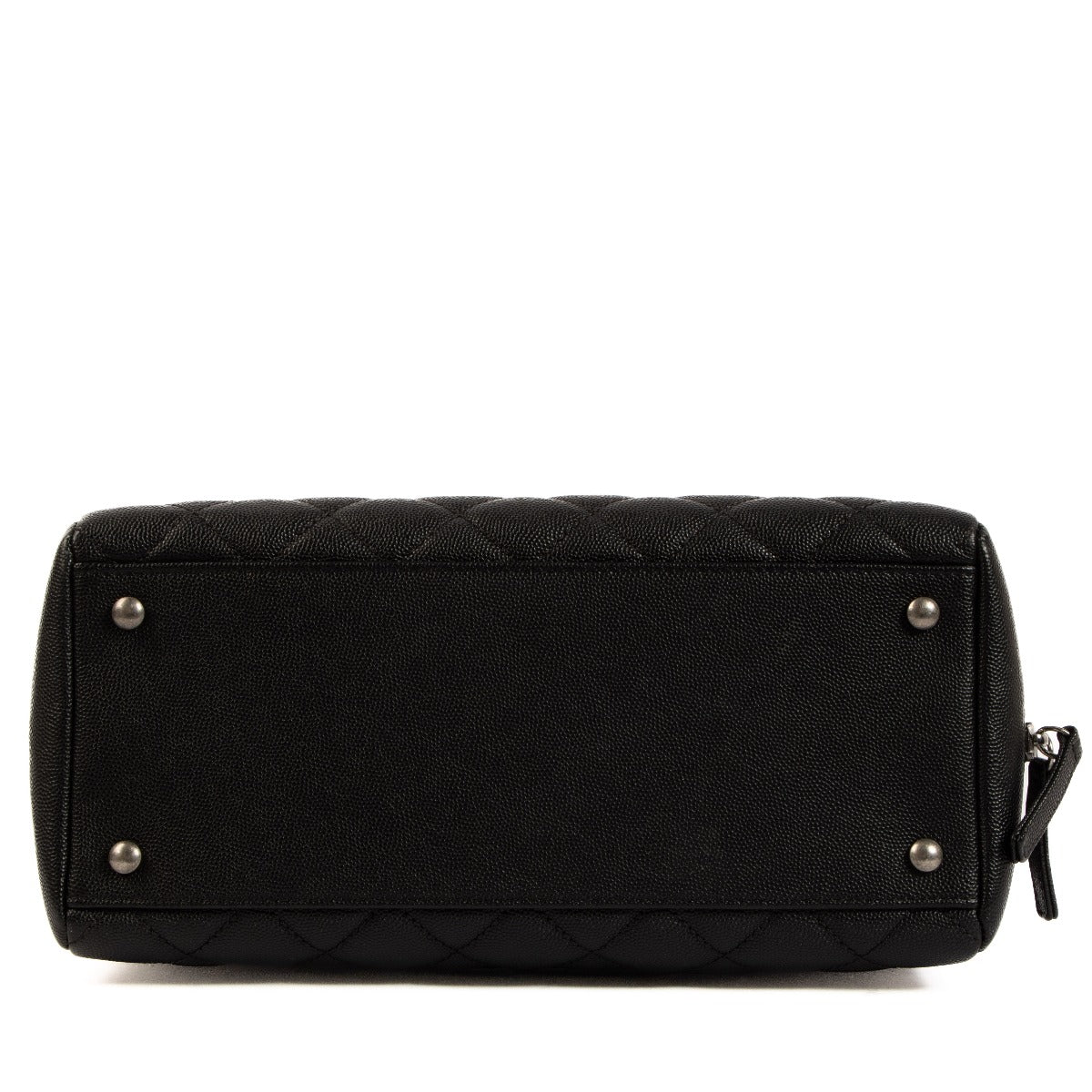 Chanel Bowlingtas van zwart hagedissenleer met handvat