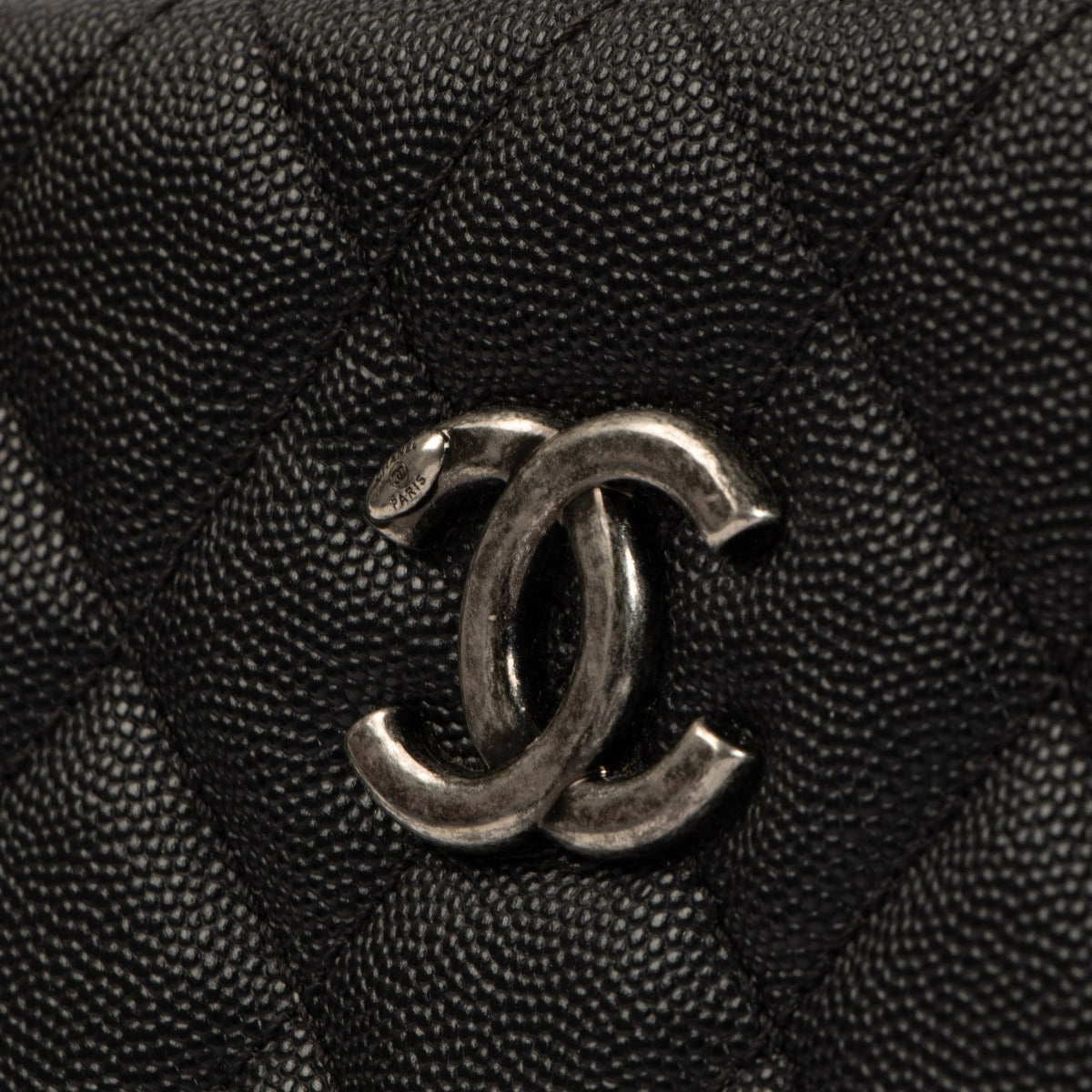 Chanel Bowlingtas van zwart hagedissenleer met handvat