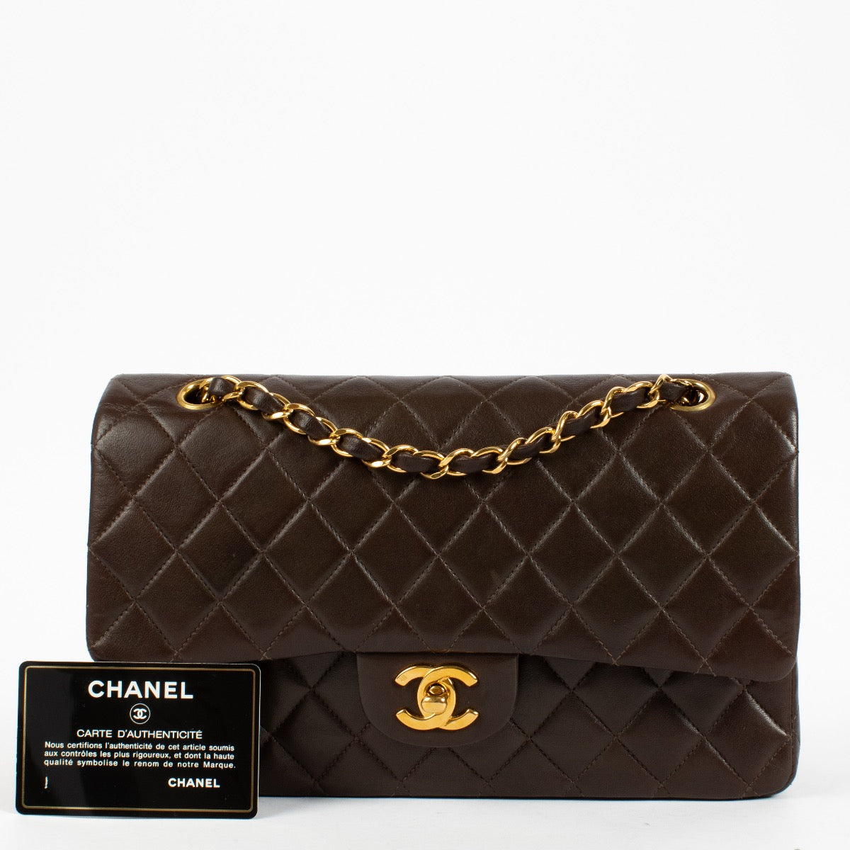 shop 100% authentic second hand Chanel Brown Lambskin Medium Classic Flap Bag on Labellov.com