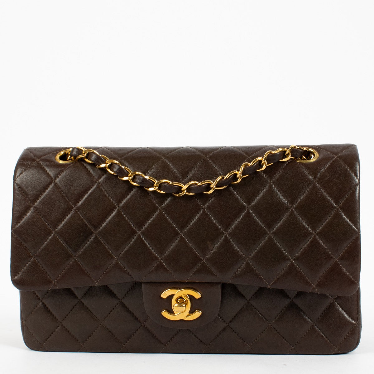 shop 100% authentic second hand Chanel Brown Lambskin Medium Classic Flap Bag on Labellov.com