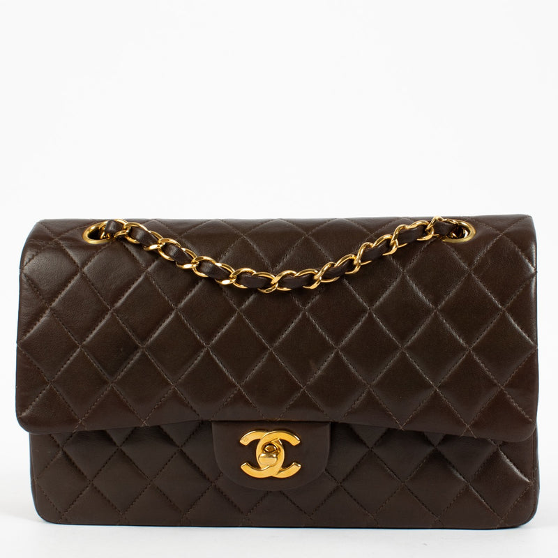 shop 100% authentic second hand Chanel Brown Lambskin Medium Classic Flap Bag on Labellov.com