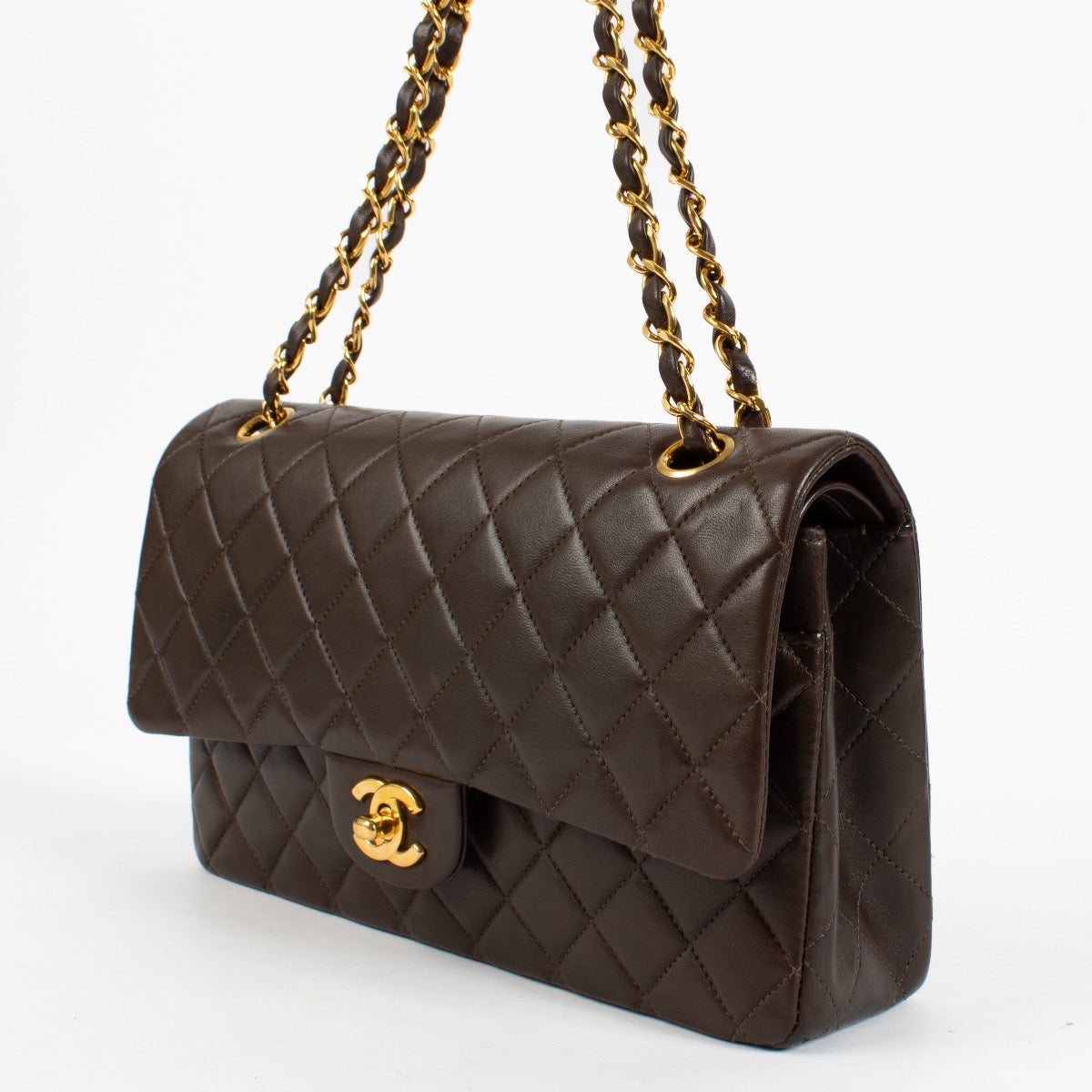 shop 100% authentic second hand Chanel Brown Lambskin Medium Classic Flap Bag on Labellov.com