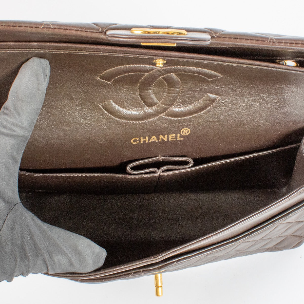 shop 100% authentic second hand Chanel Brown Lambskin Medium Classic Flap Bag on Labellov.com