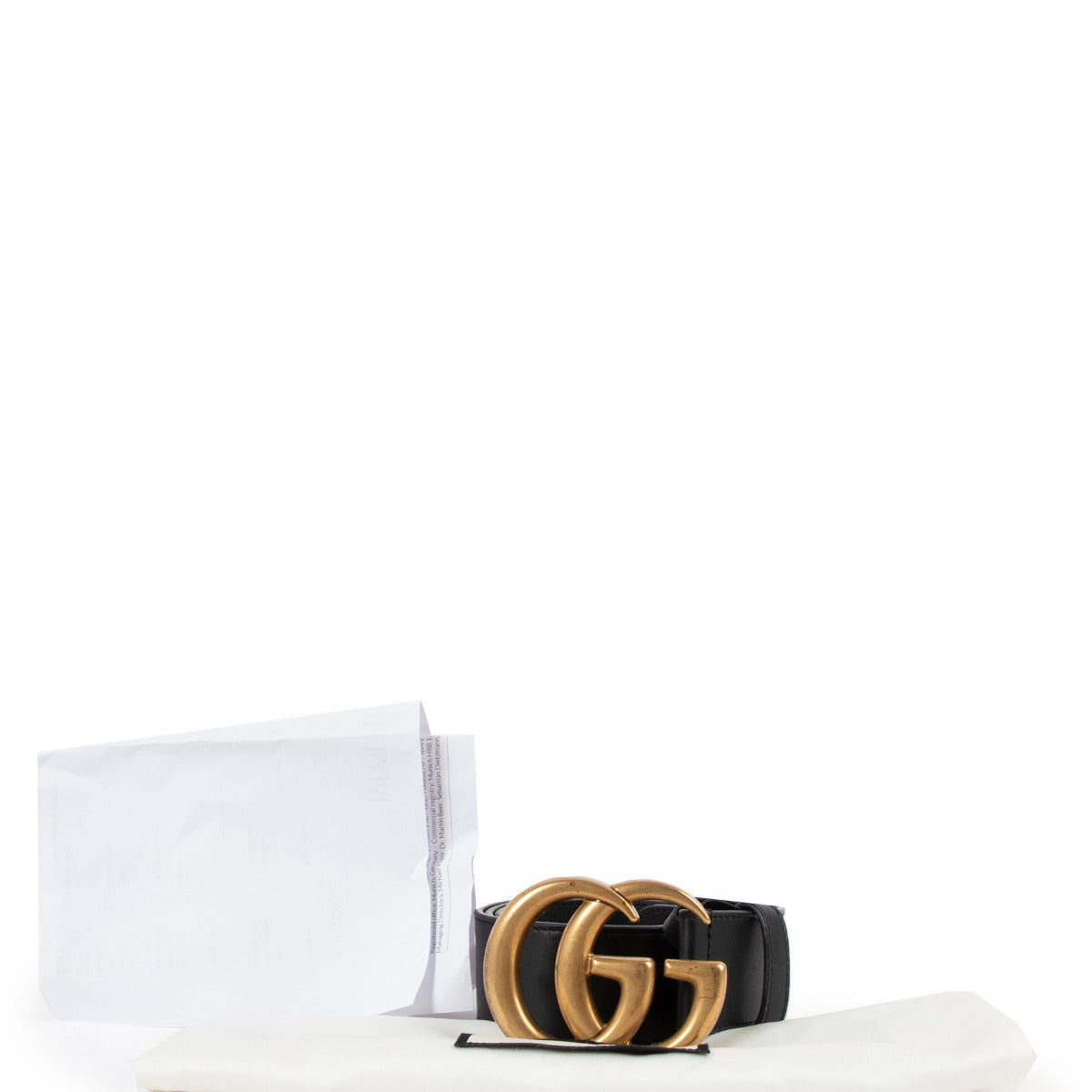 Ceinture en cuir noir large Gucci GG Marmont - Taille 85