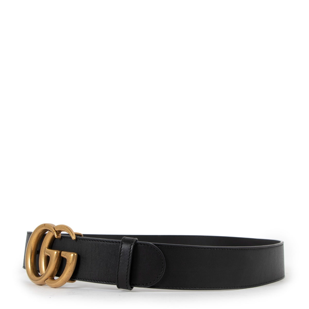 Ceinture en cuir noir large Gucci GG Marmont - Taille 85