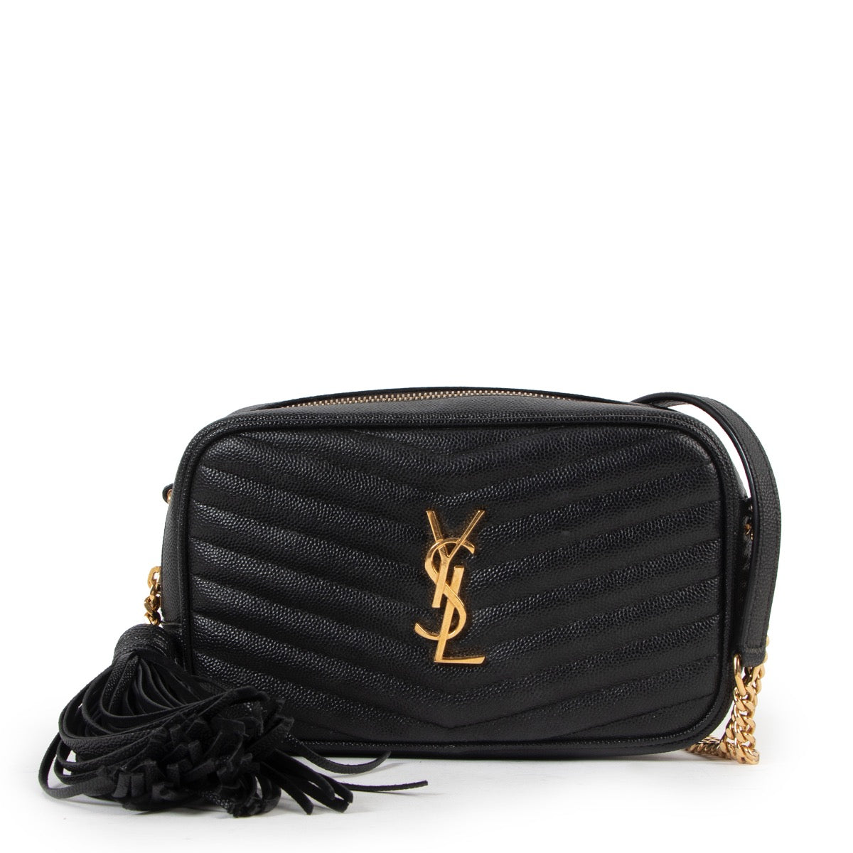 Buy an authentic second hand YSL Mini Lou Black Leather Crossbody in excellent condition at Labellov.com