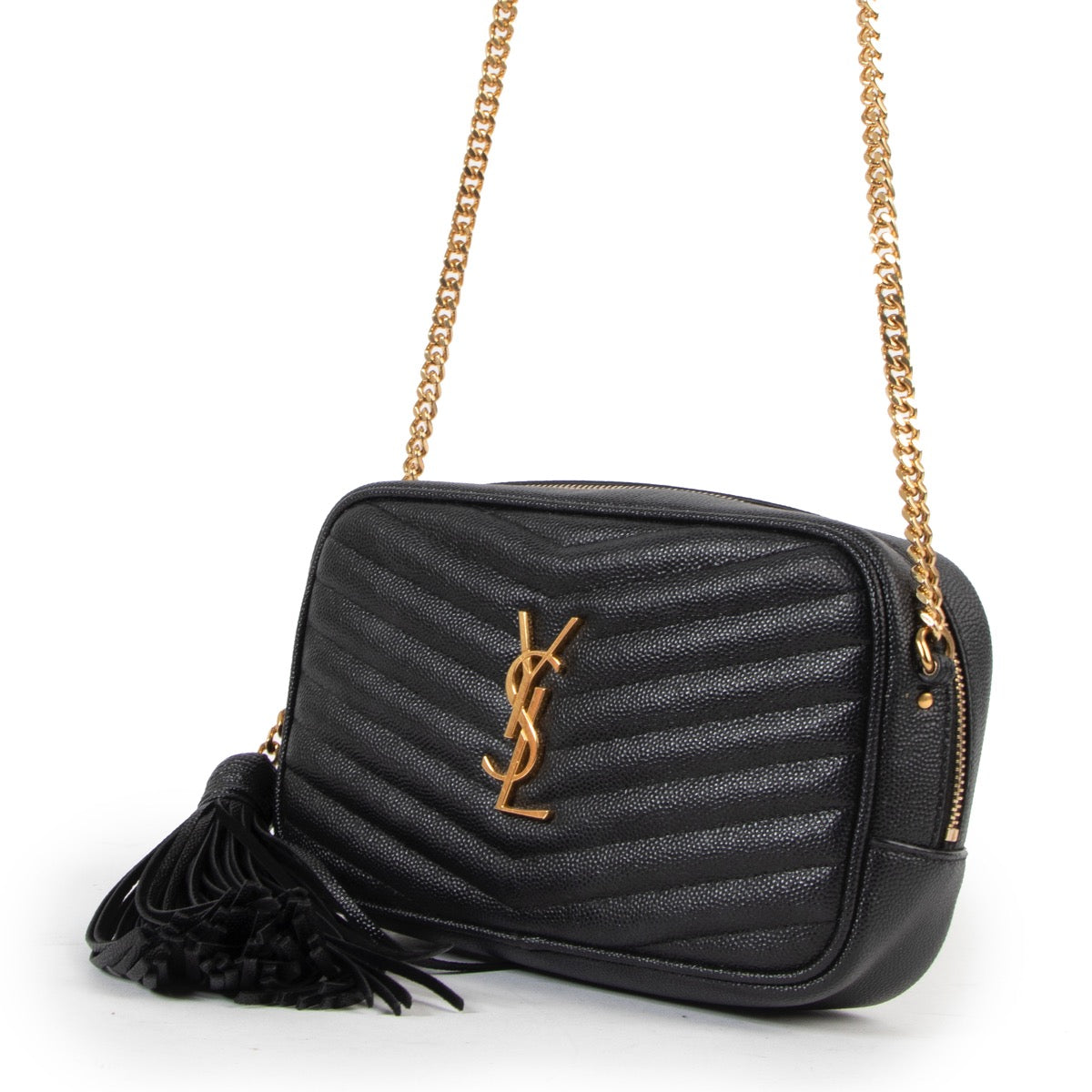 Buy a 100% authentic second hand Yves Saint Laurent Black Quilted Grain de Poudre Mini Lou Crossbody as new at www.labellov.com