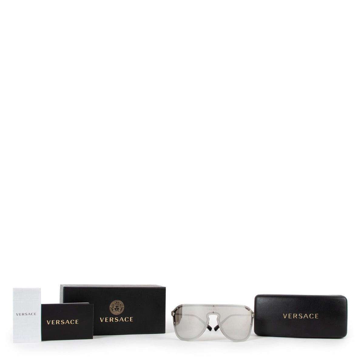 Versace VE2180 Frenergie Visor Silver Mirror Shield Sunglasses
