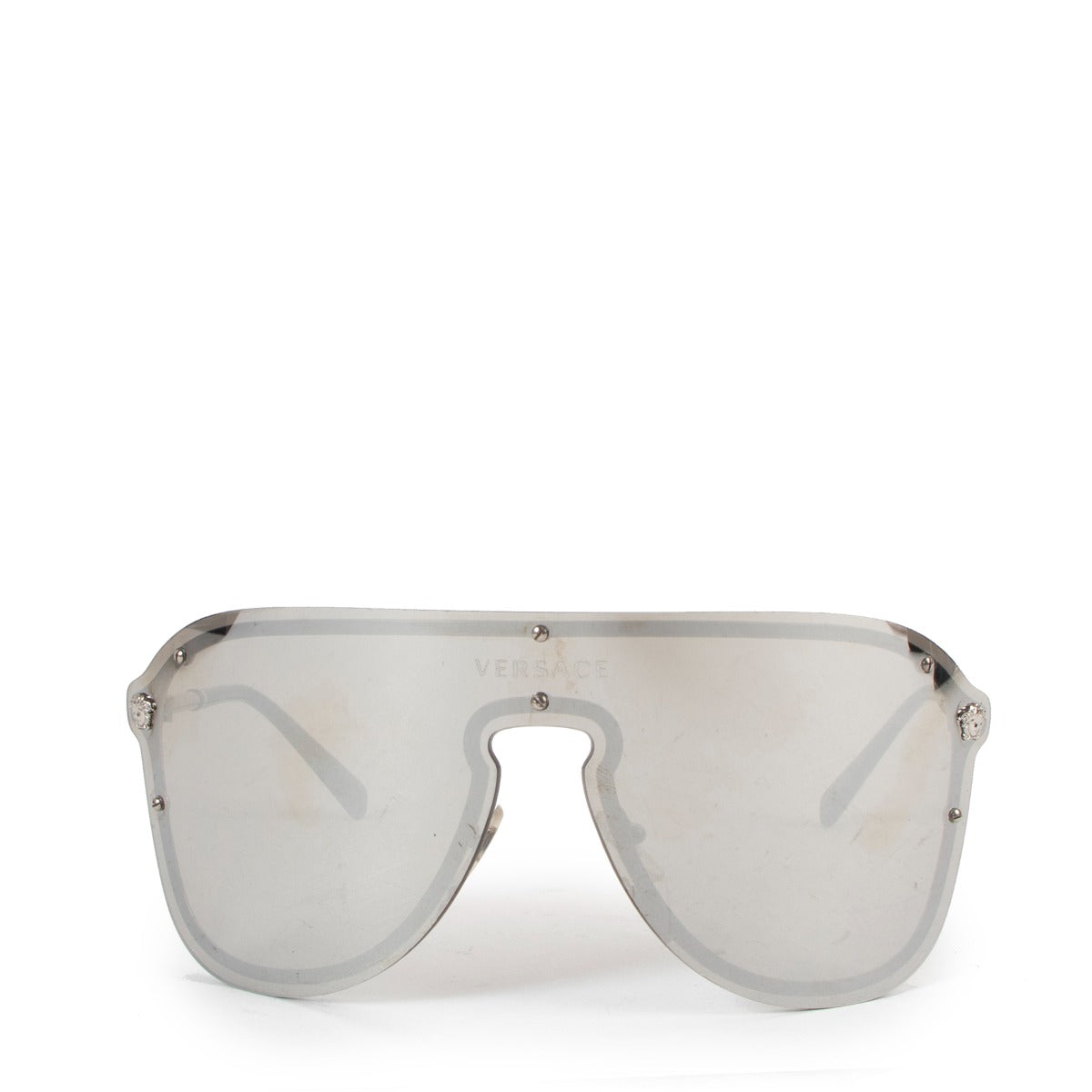 Versace VE2180 Frenergie Visor Silver Mirror Shield Sunglasses