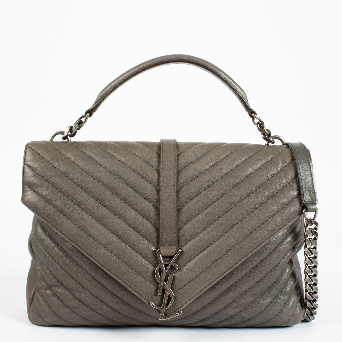 Authentic pre-loved Saint Laurent Grey Large College Bag on Labellov.com