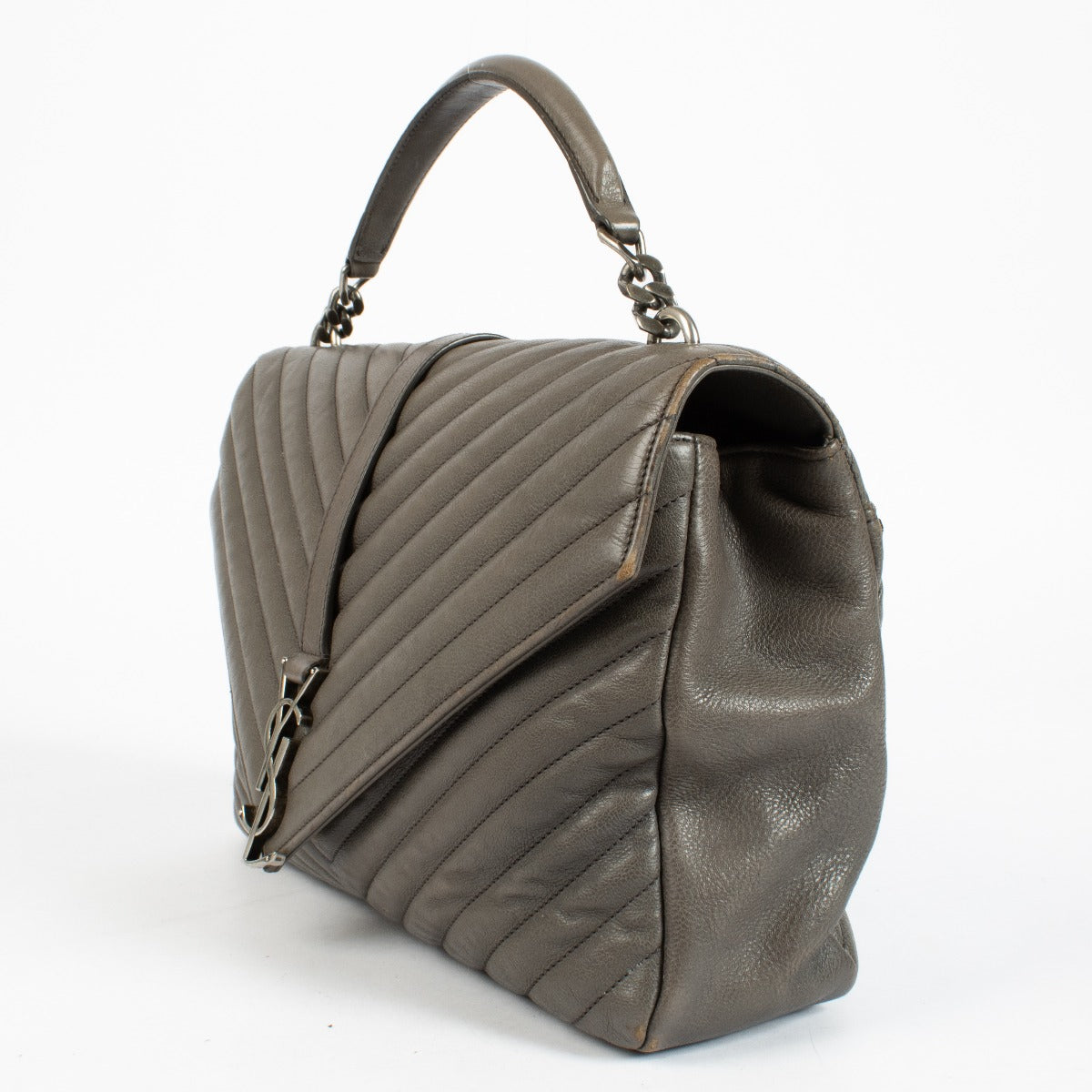 Authentic pre-loved Saint Laurent Grey Large College Bag on Labellov.com