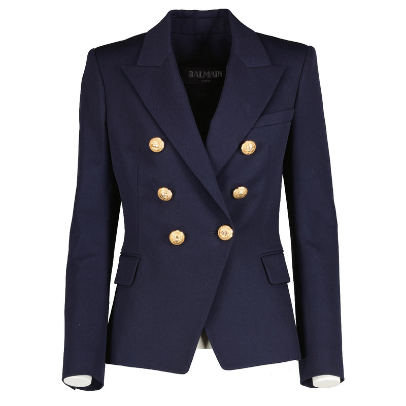 Authentic second hand Balmain Blue 6-Button Jacket - Size 36 on Labellov.com