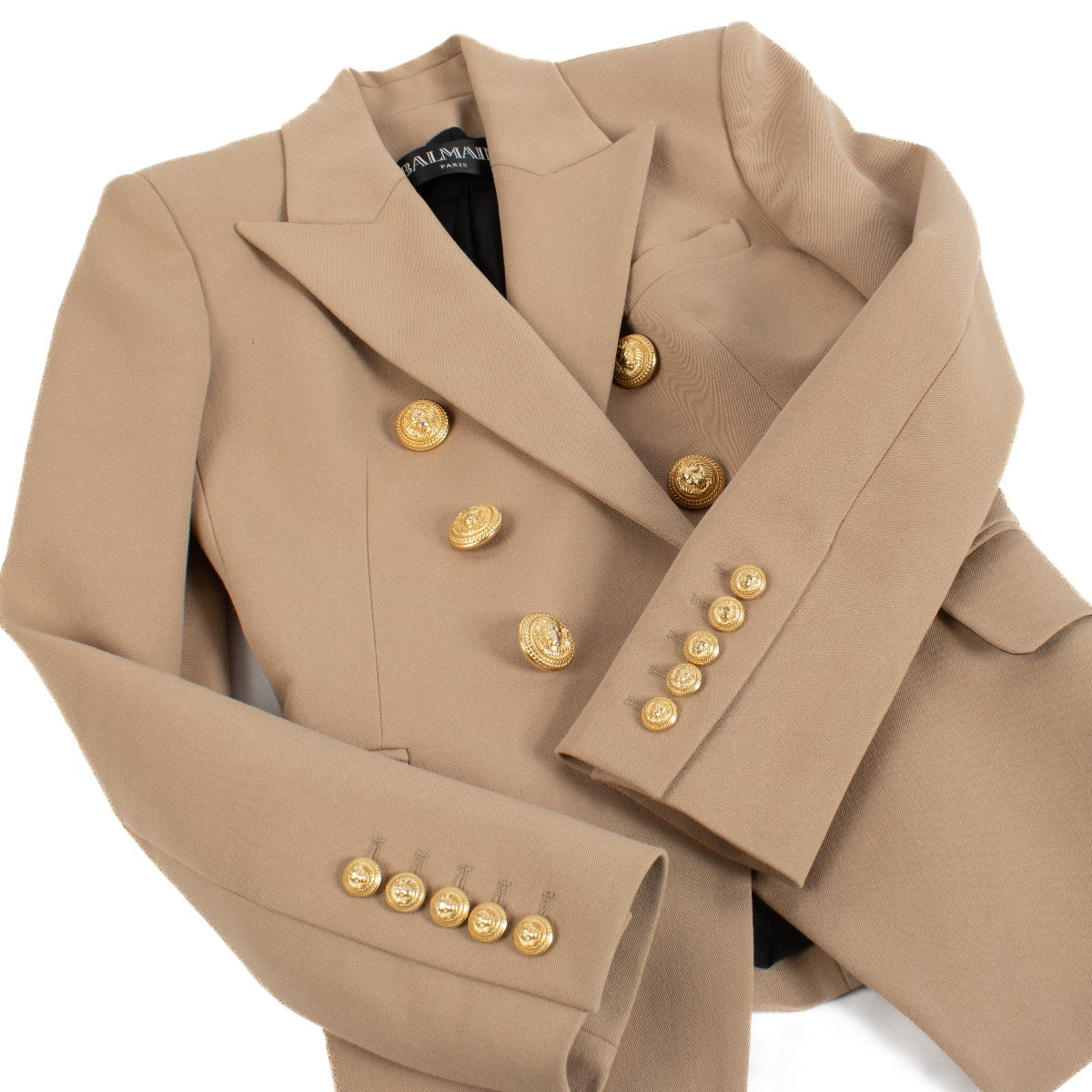 Authentic second hand Balmain Beige 6-Button Jacket - Size 34 on Labellov.com
