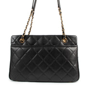 second hand authentic Chanel Black Quilted Caviar Medium Shopping Tote Bag at labellov